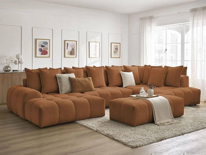 Canapé d'angle panoramique avec pouf BOBOCHIC EVEREST