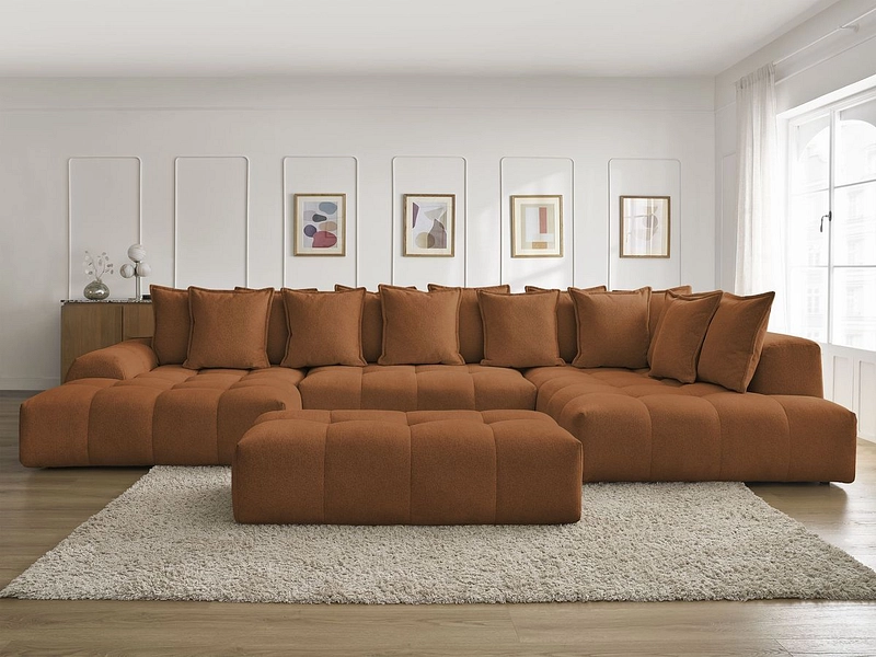 Canapé d'angle panoramique avec pouf BOBOCHIC EVEREST