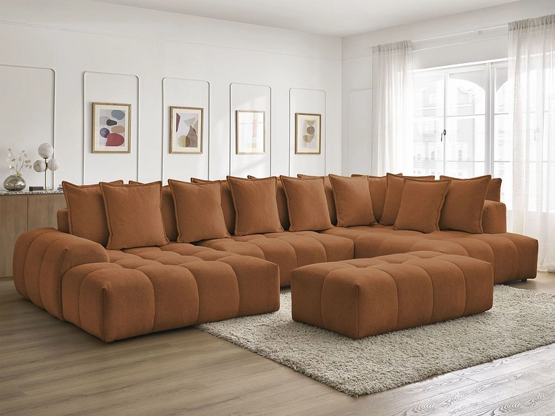 Canapé d'angle panoramique avec pouf BOBOCHIC EVEREST