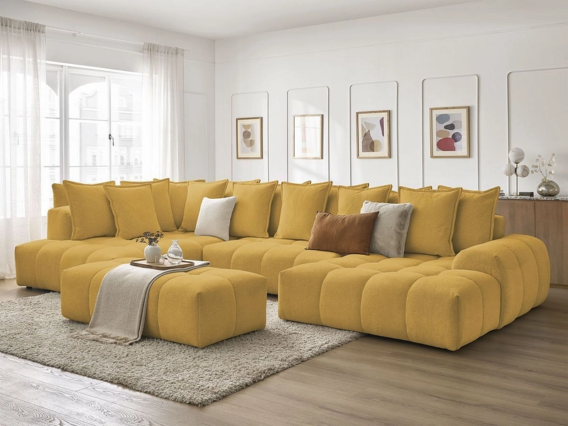 Canapé d'angle panoramique avec pouf BOBOCHIC EVEREST