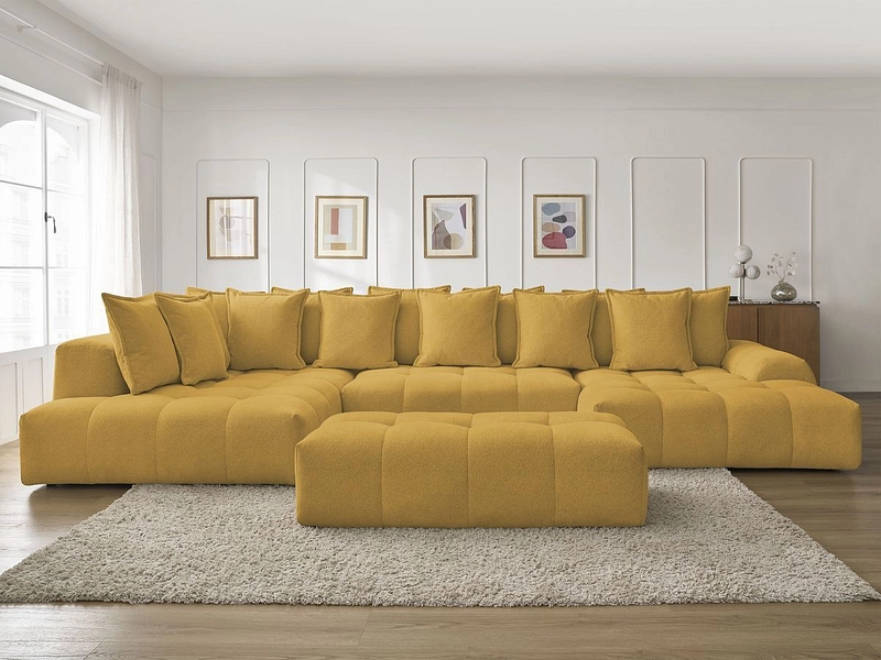 Canapé d'angle panoramique avec pouf BOBOCHIC EVEREST