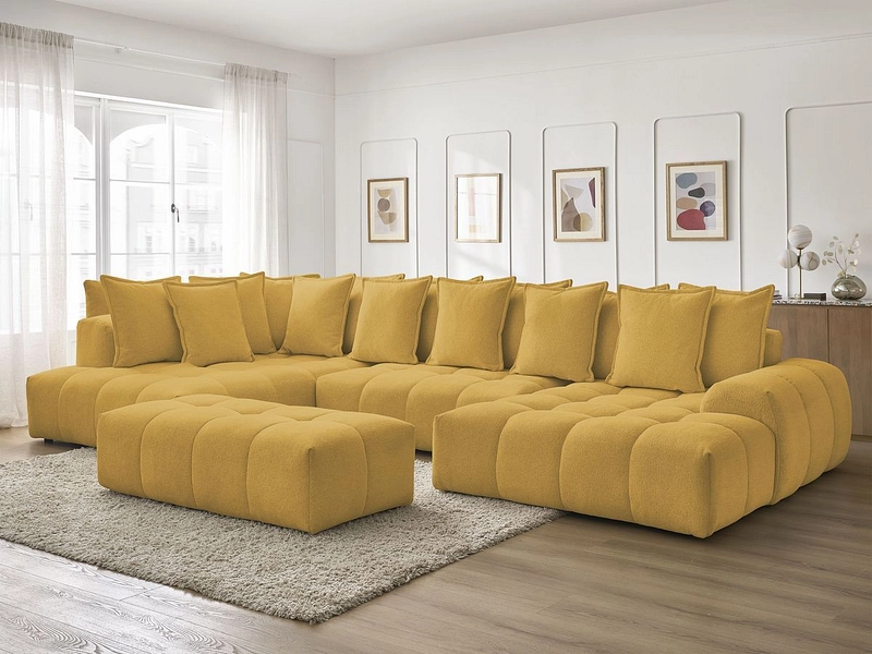 Canapé d'angle panoramique avec pouf BOBOCHIC EVEREST