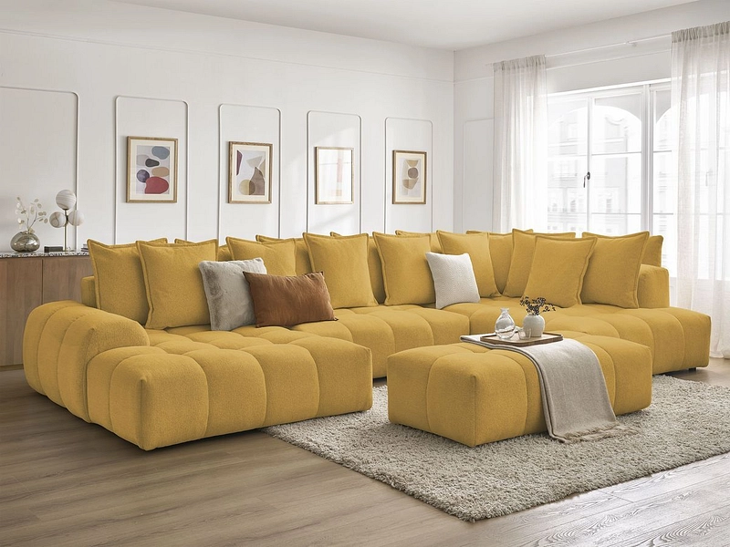 Canapé d'angle panoramique avec pouf BOBOCHIC EVEREST