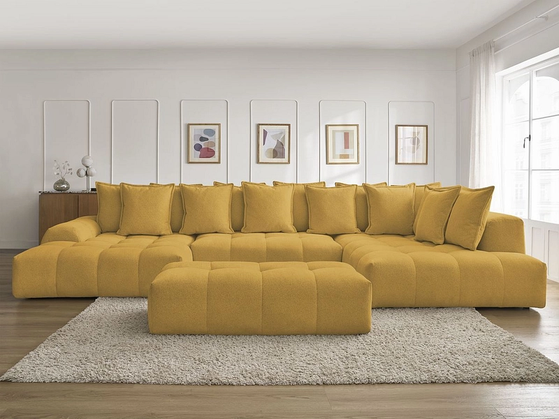 Canapé d'angle panoramique avec pouf BOBOCHIC EVEREST