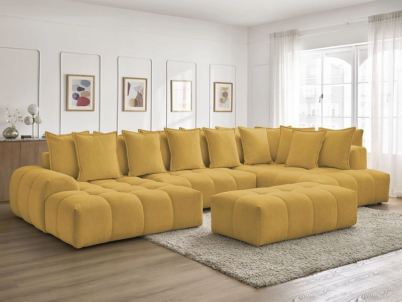 Canapé d'angle panoramique avec pouf BOBOCHIC EVEREST