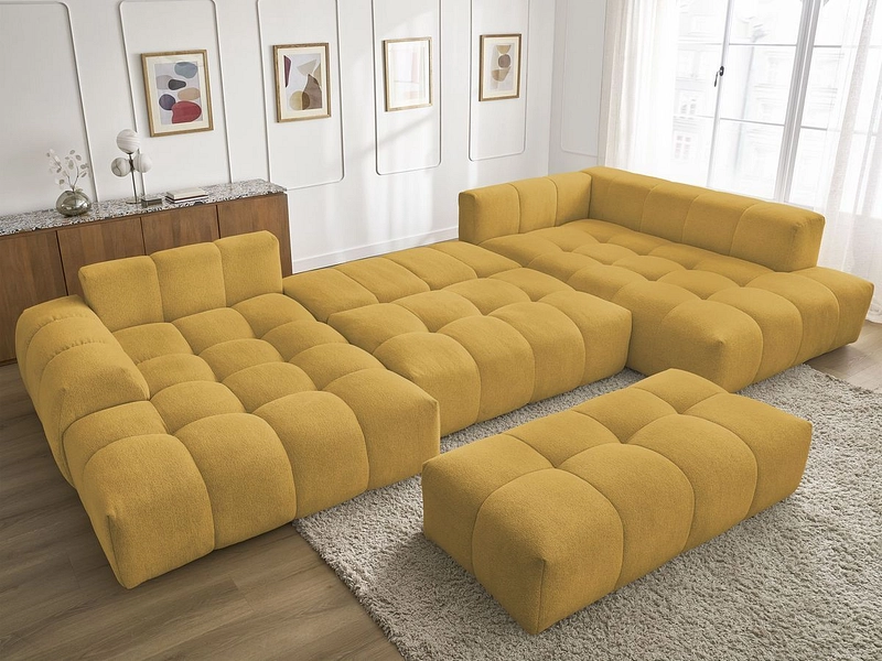 Canapé d'angle panoramique avec pouf BOBOCHIC EVEREST