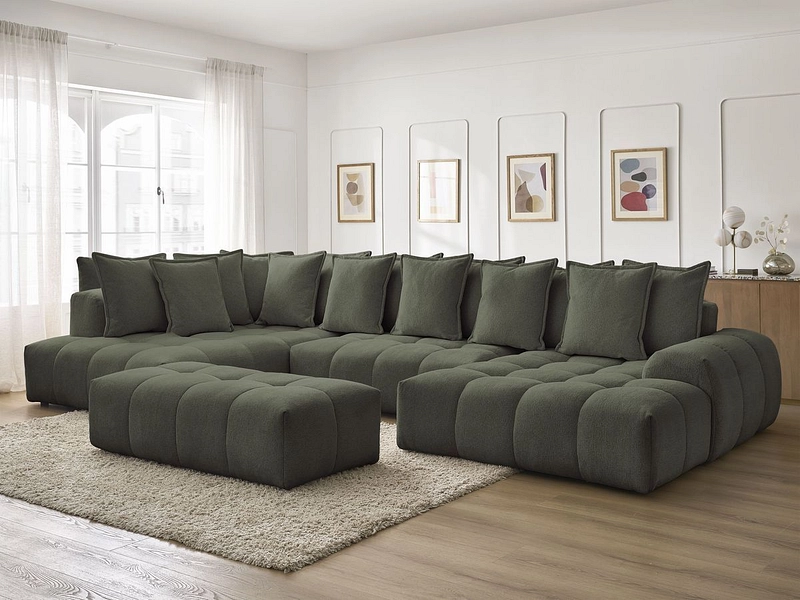 Canapé d'angle panoramique avec pouf BOBOCHIC EVEREST