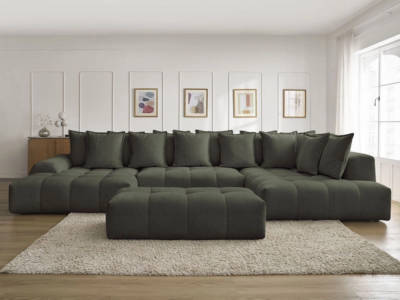 Canapé d'angle panoramique avec pouf BOBOCHIC EVEREST