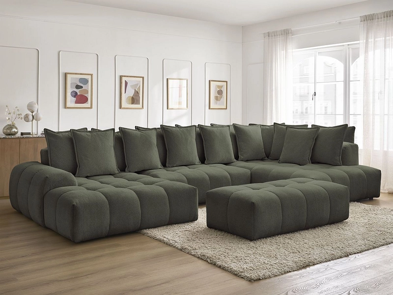 Canapé d'angle panoramique avec pouf BOBOCHIC EVEREST