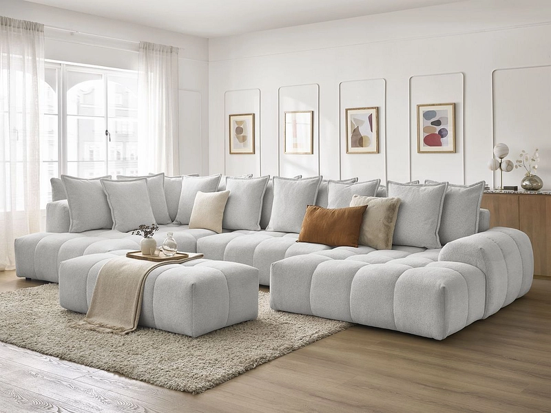 Canapé d'angle panoramique avec pouf BOBOCHIC EVEREST