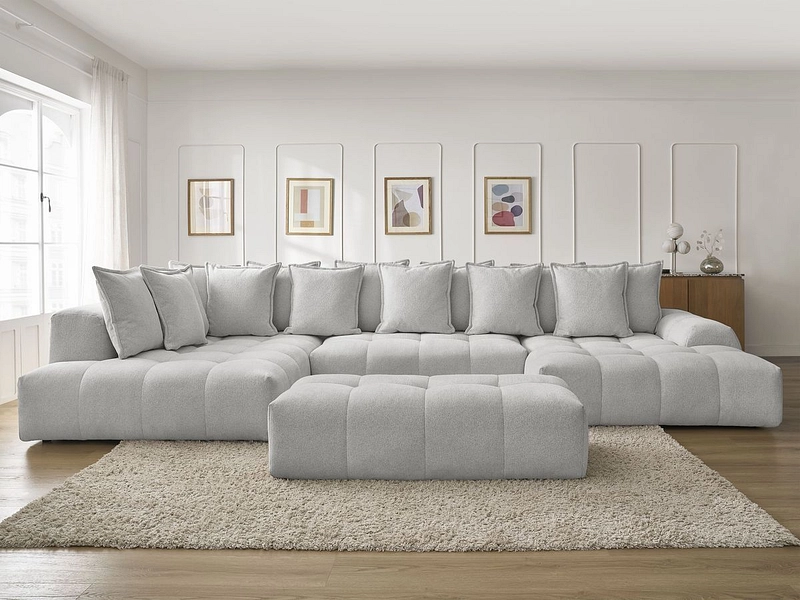 Canapé d'angle panoramique avec pouf BOBOCHIC EVEREST