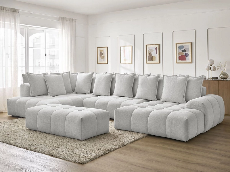 Canapé d'angle panoramique avec pouf BOBOCHIC EVEREST