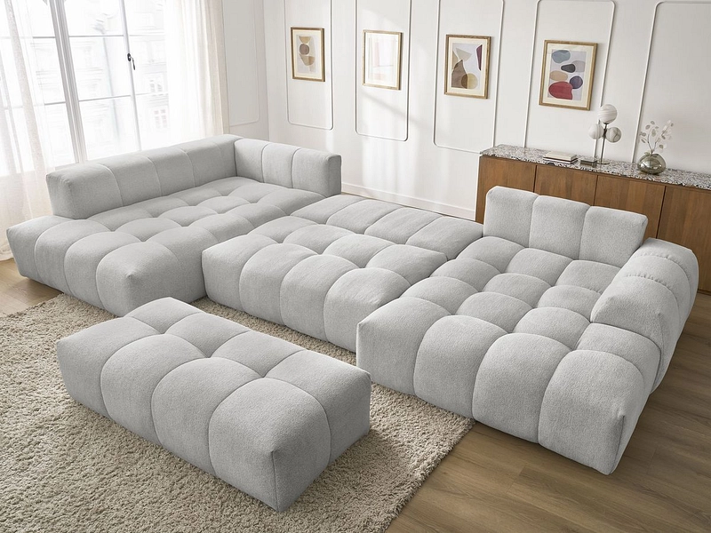 Canapé d'angle panoramique avec pouf BOBOCHIC EVEREST