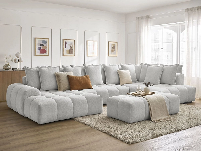 Canapé d'angle panoramique avec pouf BOBOCHIC EVEREST