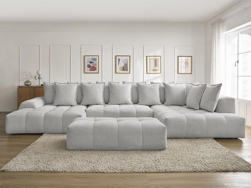 Canapé d'angle panoramique avec pouf BOBOCHIC EVEREST