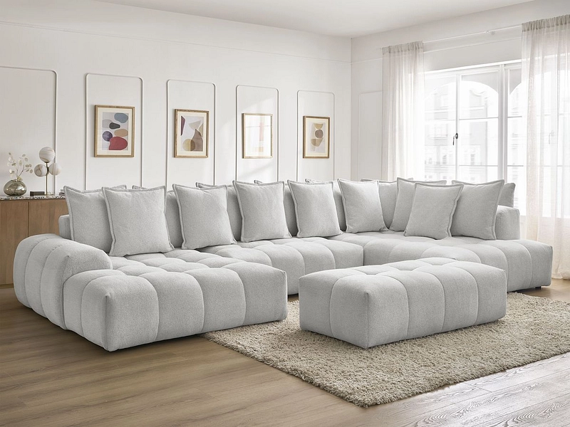 Canapé d'angle panoramique avec pouf BOBOCHIC EVEREST