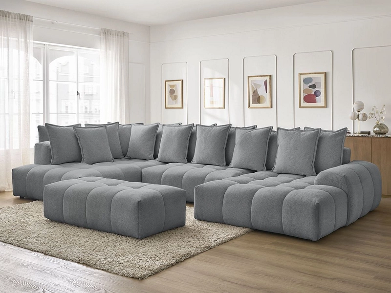 Divano ad angolo panoramico con pouf BOBOCHIC EVEREST