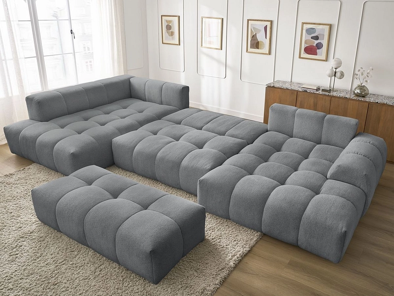 Divano ad angolo panoramico con pouf BOBOCHIC EVEREST
