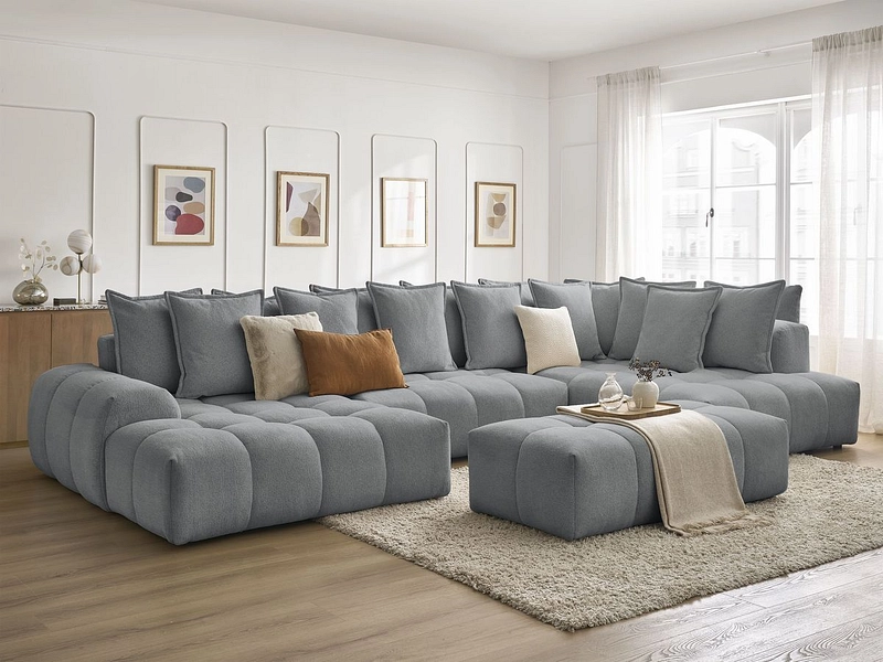 Canapé d'angle panoramique avec pouf BOBOCHIC EVEREST