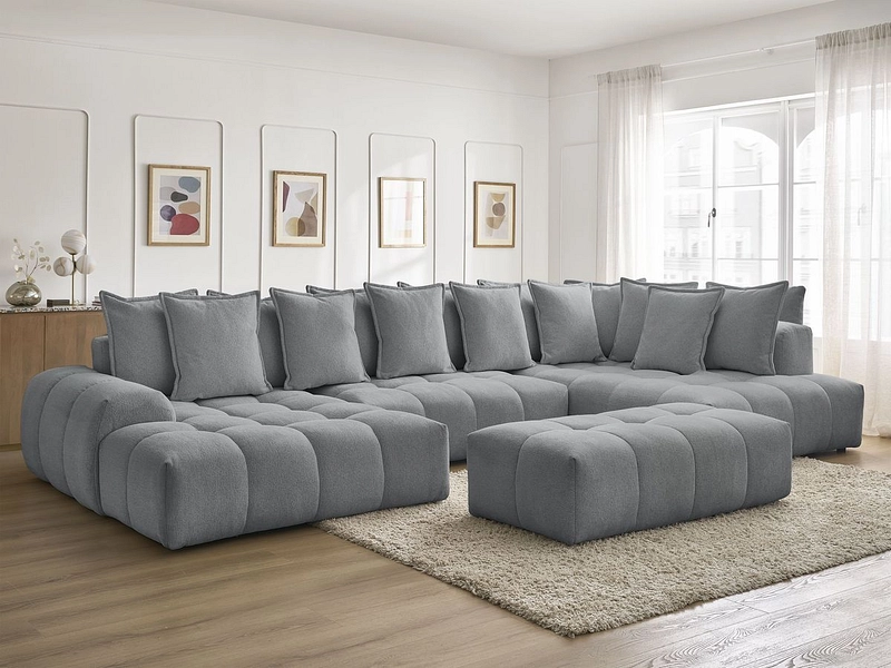 Canapé d'angle panoramique avec pouf BOBOCHIC EVEREST