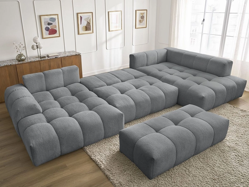 Canapé d'angle panoramique avec pouf BOBOCHIC EVEREST