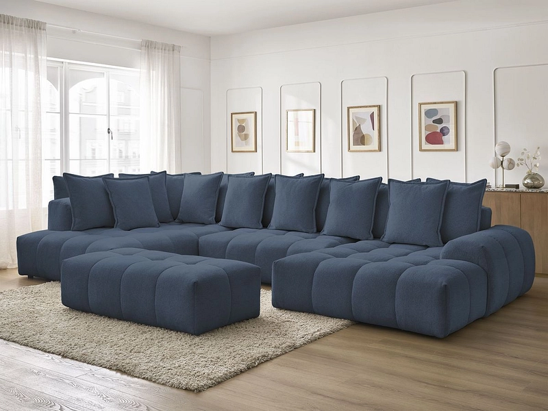 Canapé d'angle panoramique avec pouf BOBOCHIC EVEREST