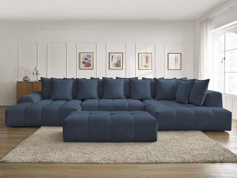 Canapé d'angle panoramique avec pouf BOBOCHIC EVEREST