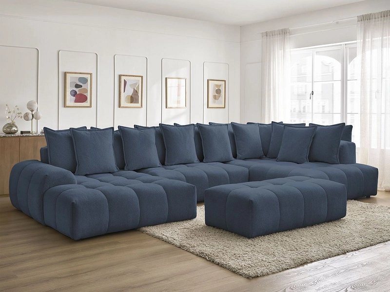 Canapé d'angle panoramique avec pouf BOBOCHIC EVEREST