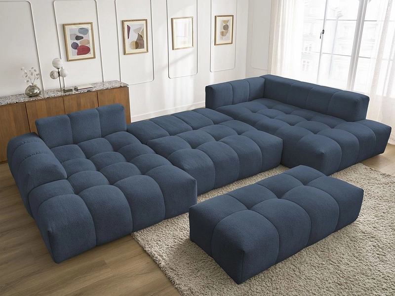 Canapé d'angle panoramique avec pouf BOBOCHIC EVEREST