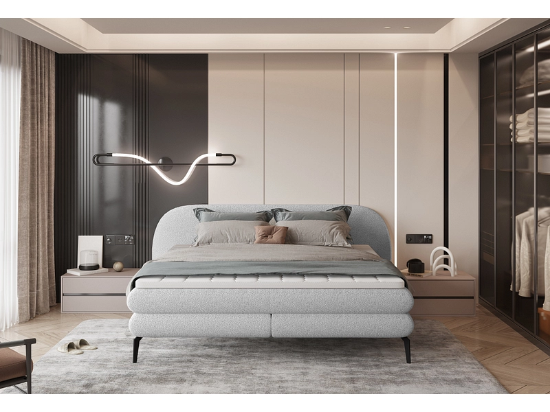 Boxspring WERNIGHT OVO grigio chiaro