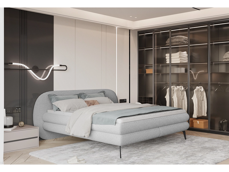 Boxspring WERNIGHT OVO grigio chiaro