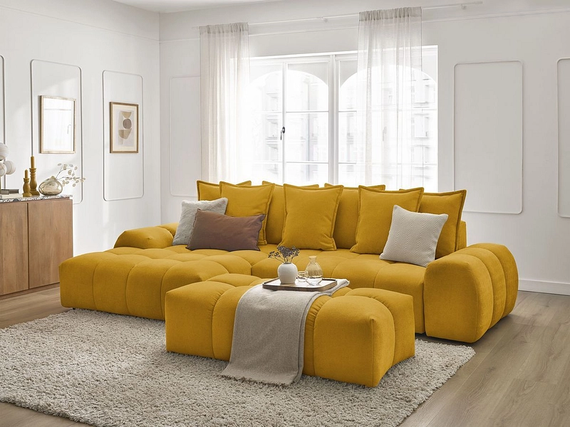 Divano ad angolo con pouf BOBOCHIC EVEREST