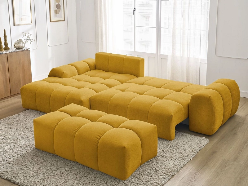 Divano ad angolo con pouf BOBOCHIC EVEREST