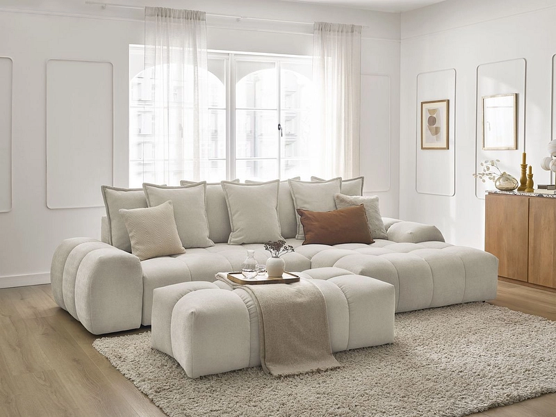 Divano ad angolo con pouf BOBOCHIC EVEREST