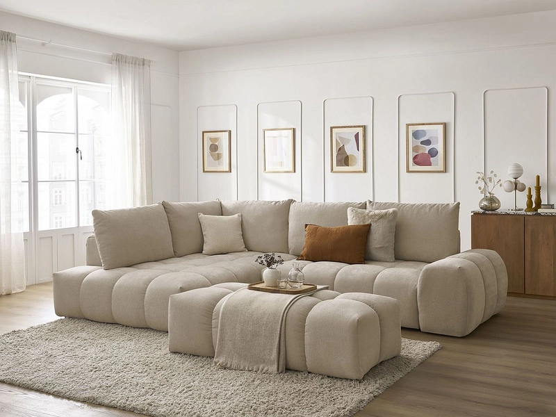 Canapé d'angle avec pouf BOBOCHIC EVEREST