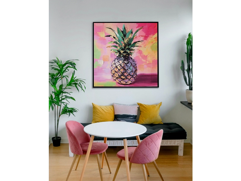 Toile imprimée et peinte main NANAS 1 pièce multicolore