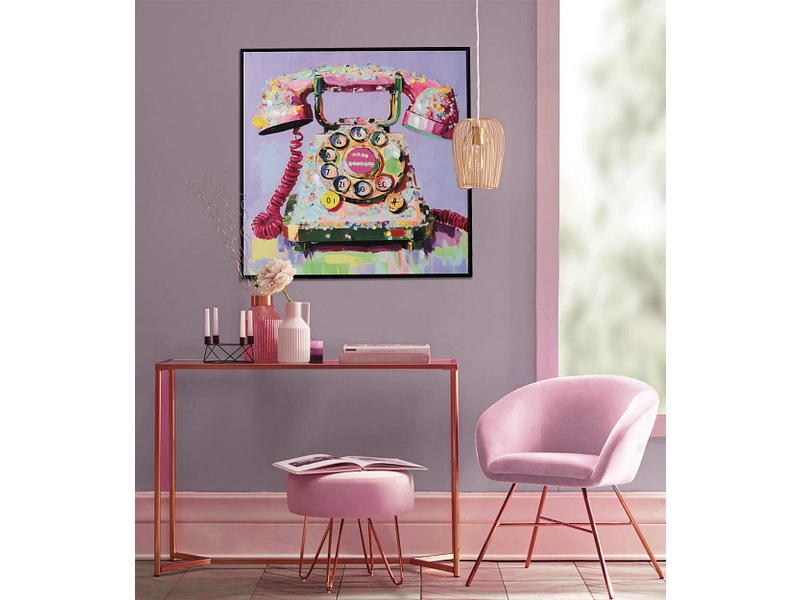 Bedruckte und handbemalte Leinwand ALLO 1 Stück mehrfarbig