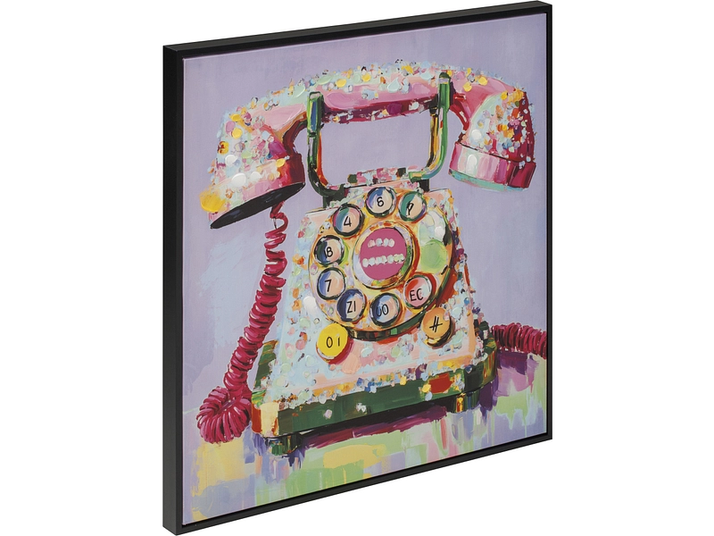 Bedruckte und handbemalte Leinwand ALLO 1 Stück mehrfarbig