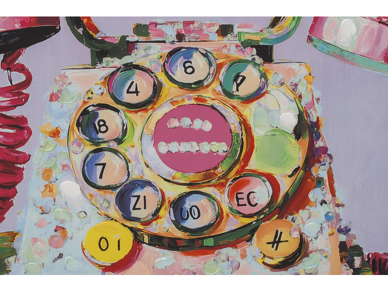 Bedruckte und handbemalte Leinwand ALLO 1 Stück mehrfarbig