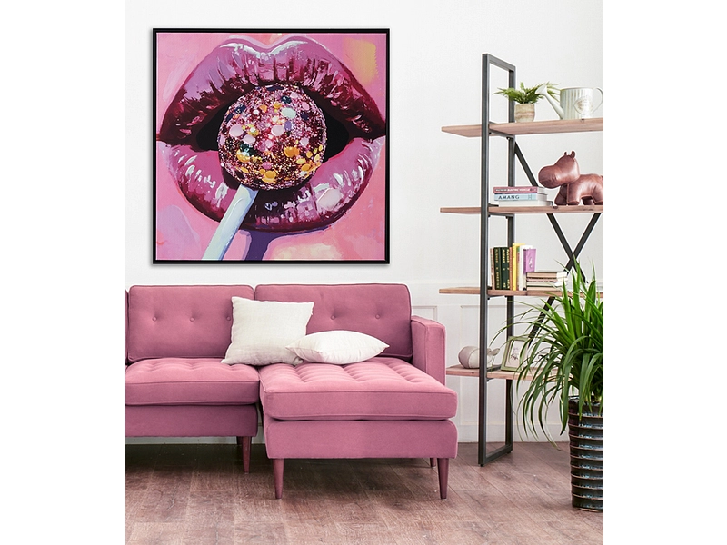 Bedruckte und handbemalte Leinwand LOLLIPOP 1 Stück mehrfarbig