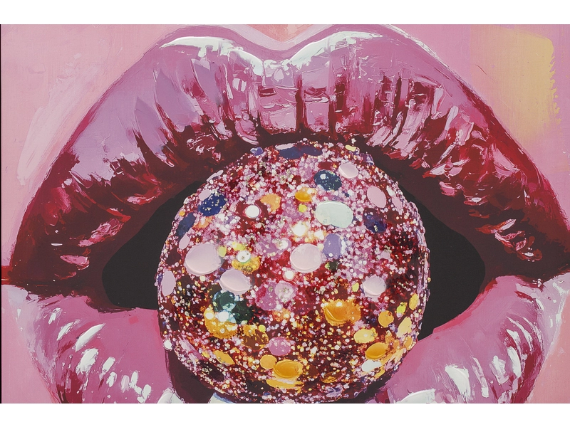 Bedruckte und handbemalte Leinwand LOLLIPOP 1 Stück mehrfarbig