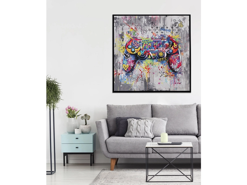 Bedruckte und handbemalte Leinwand PLAY 1 Stück mehrfarbig