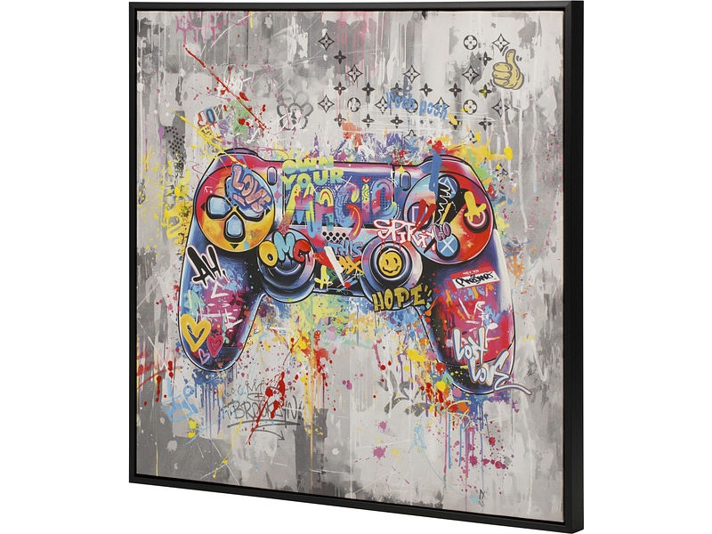 Bedruckte und handbemalte Leinwand PLAY 1 Stück mehrfarbig