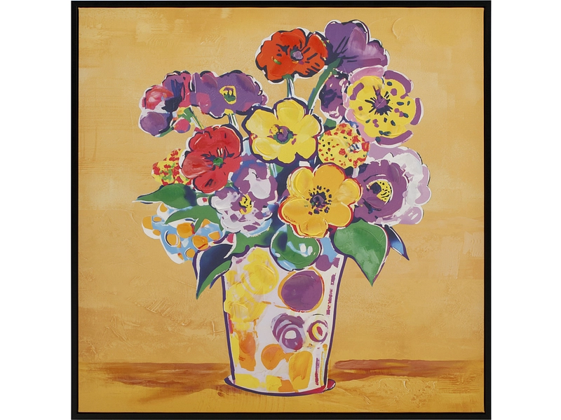 Tela stampata e dipinta a mano NOURA 1 pezzo multicolore 62.5x62.5x3.5cm