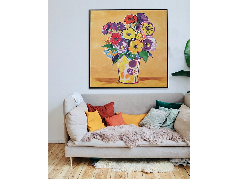 Bedruckte und handbemalte Leinwand NOURA 1 Stück mehrfarbig