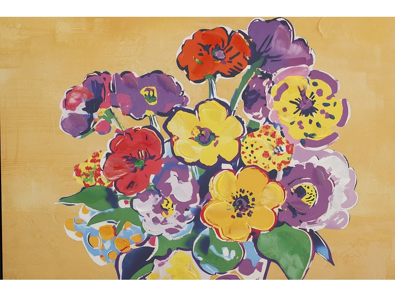 Bedruckte und handbemalte Leinwand NOURA 1 Stück mehrfarbig