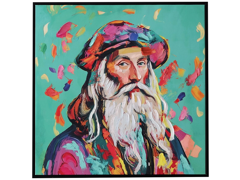 Tela stampata e dipinta a mano LÉONARD 1 pezzo multicolore 62.5x62.5x3.5cm