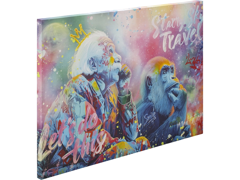 Toile imprimée et peinte main BRAINY 1 pièce multicolore