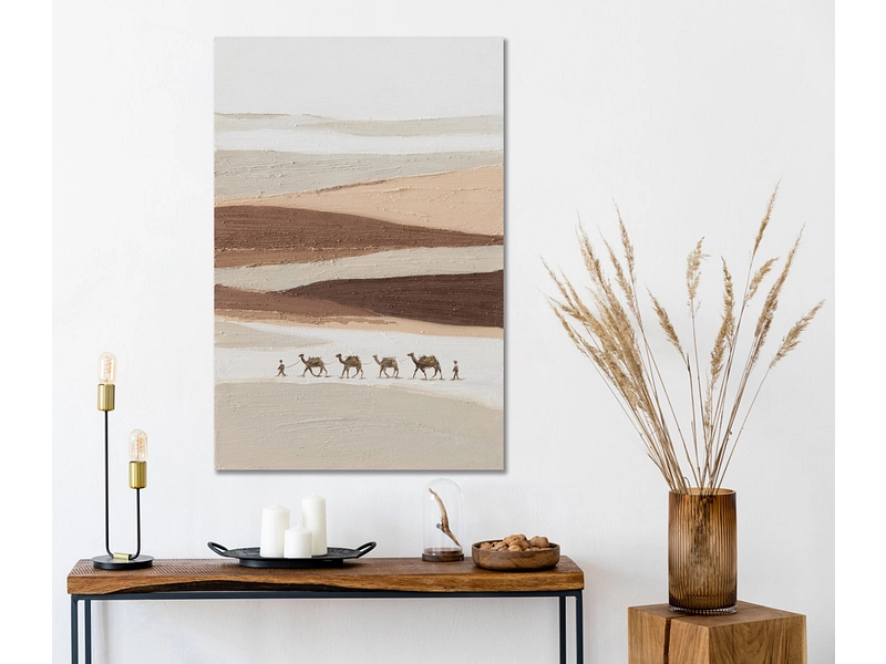 Bedruckte und handbemalte Leinwand SAHARA 1 Stück mehrfarbig