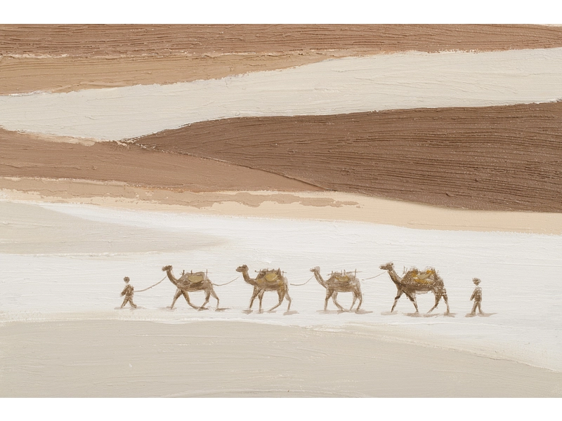 Bedruckte und handbemalte Leinwand SAHARA 1 Stück mehrfarbig